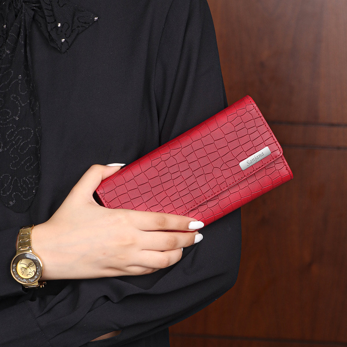 Personalized Brick Design Clutch With Name & Message Card
